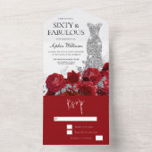 レッドローゼダイヤモンドガウンドレス60thバースデーパーティー オールインワン招待状 (内側)