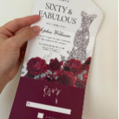 レッドローゼダイヤモンドガウンドレス60thバースデーパーティー オールインワン招待状