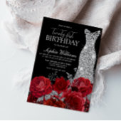 レッドローゼダイヤモンドガウンブラック21歳の誕生日パーティー 招待状