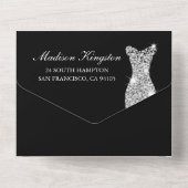 レッドローゼダイヤモンドガウンブラック40歳の誕生日パーティー オールインワン招待状 (裏面)