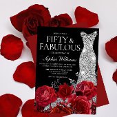 レッドローゼダイヤモンドガウンブラック50thバースデーパーティー 招待状