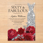 レッドローゼダイヤモンドガウンブラック60thバースデーパーティー アクリル招待状<br><div class="desc">Red Roses Silver Diamond Gown 60th Birthday Party 60と素晴らしいアクリル招待状ニッチとネストストアのマッチングコレクションを見る感謝していMany</div>