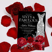 レッドローゼダイヤモンドガウンブラック60thバースデーパーティー 招待状