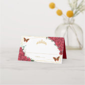 レッドローゼバタフライキンセアニラスウィート16誕生日 プレイスカード (裏面)