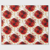 レッドローゼバンチスパーキーフローラエレガント金ゴールドホワイト ラッピングペーパー (フラット)