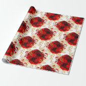 レッドローゼバンチスパーキーフローラエレガント金ゴールドホワイト ラッピングペーパー (アンロールド)