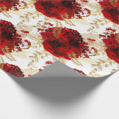 レッドローゼバンチスパーキーフローラエレガント金ゴールドホワイト ラッピングペーパー (角)