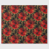 レッドローゼバンチフォイルフローラグリッター金ゴールドブラックVIP ラッピングペーパー (フラット)