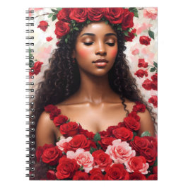 レッドローゼビューティフルブラックウーマンアート ノートブック