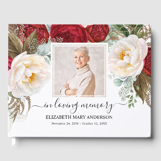 レッドローゼフォト悔やみや弔慰葬儀水彩 ゲストブック (正面)