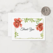 レッドローゼフラワーサンキューカード ノートカード (正面/裏面インサイチュ)