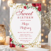 レッドローゼフラワーズスウィート16誕生日招待状 招待状