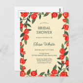 レッドローゼフレームブライダルシャワーカスタムQRコード ポストカード (正面/裏面)