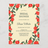 レッドローゼフレームブライダルシャワーカスタムQRコード ポストカード (正面)