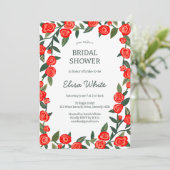 レッドローゼフレームブライダルシャワーカスタムQRコード 招待状 (スタンド正面)