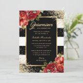 レッドローゼブラック金ゴールドエレガントフローラ 招待状 (スタンド正面)