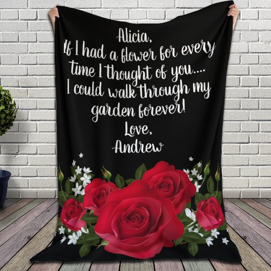 レッドローゼブーケカスタムーラブノート フリースブランケット