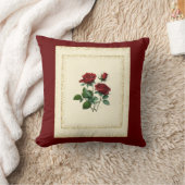 レッドローゼブーケフレームと金ゴールドドットキャンバス クッション (ブランケット)