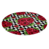 レッドローゼブーケフローララブロカビリー市松模様に カッティングボード (角)