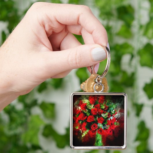 レッドローゼブーケ花水彩 – bb キーホルダー