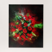 レッドローゼブーケ花水彩 – bb ジグソーパズル (縦)