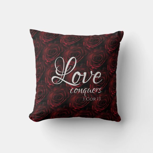 レッドローゼラブコンバースパーソナライズされた聖なる書物、 経典 クッション (正面)