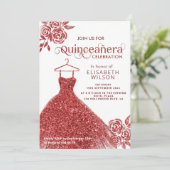 レッドローゼレッドグリッタードレスキンチェニェラ招待状 招待状 (スタンド正面)