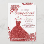 レッドローゼレッドグリッタードレスキンチェニェラ招待状 招待状 (正面/裏面)