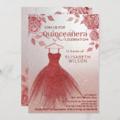 レッドローゼレッドグリッタードレスキンチェニェラ招待状 招待状 (正面/裏面)