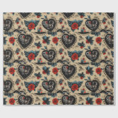 レッドローゼータトゥーハートデジタルテーマ ラッピングペーパー (フラット)