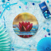 レッドロータスウォーターリリーフラワー ペーパープレート (パーティー)