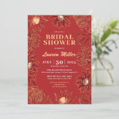 レッドロータスフラワーオリエンタル結婚フローラ 招待状 (スタンド正面)