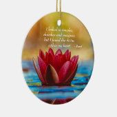 レッドロータスフラワーオンブルーウォータースピリチュアル引用文 セラミックオーナメント (右)
