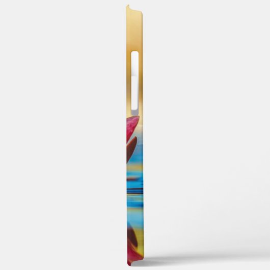 レッドロータスフラワーオンブルーウォータースピリチュアル引用文 Case-Mate iPhoneケース (裏面 / 左)