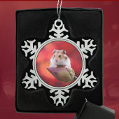 レッドロータスブドハムスター スノーフレークピューターオーナメント