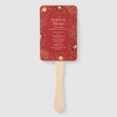 レッドロータス《植物》スイレンフラワーオリエンタル結婚フローラ ハンドファン (正面)