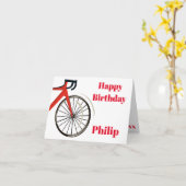 レッドロードバイクサイクリスト誕生日カード カード (黄色い花)