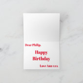 レッドロードバイクサイクリスト誕生日カード カード (内部)