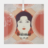 レッドローリング20sデコギャツビースタイルガールブレスメイド ガラスオーナメント (正面)