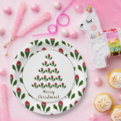 レッドロ鮮やかーズホリークリスマスツリーホリデー ペーパープレート (パーティー)