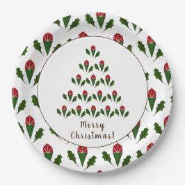 レッドロ鮮やかーズホリークリスマスツリーホリデー ペーパープレート