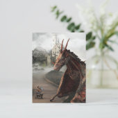 レッドワイバーンドラゴンナイトキャッスルランドスケープ ポストカード (スタンド正面)