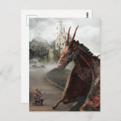 レッドワイバーンドラゴンナイトキャッスルランドスケープ ポストカード (正面/裏面)
