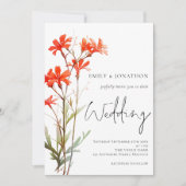 レッドワイルドフラワーエレガントススクリプト結婚セージ 招待状 (正面)
