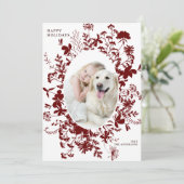 レッドワイルドフラワーシルエットクリスマスフォト シーズンカード (スタンド正面)