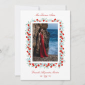 レッドワイルドフラワーズガーランドキンセニェラアパート 招待状 (正面)