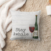 レッドワインとボトルオンウッド クッション (ブランケット)