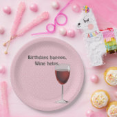 レッドワインと水玉模様誕生日 ペーパープレート (パーティー)