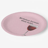 レッドワインと水玉模様誕生日 ペーパープレート (アングル)