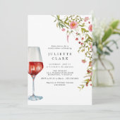 レッドワインアンドピンクフローラガーデンブライダルシャワー 招待状 (スタンド正面)